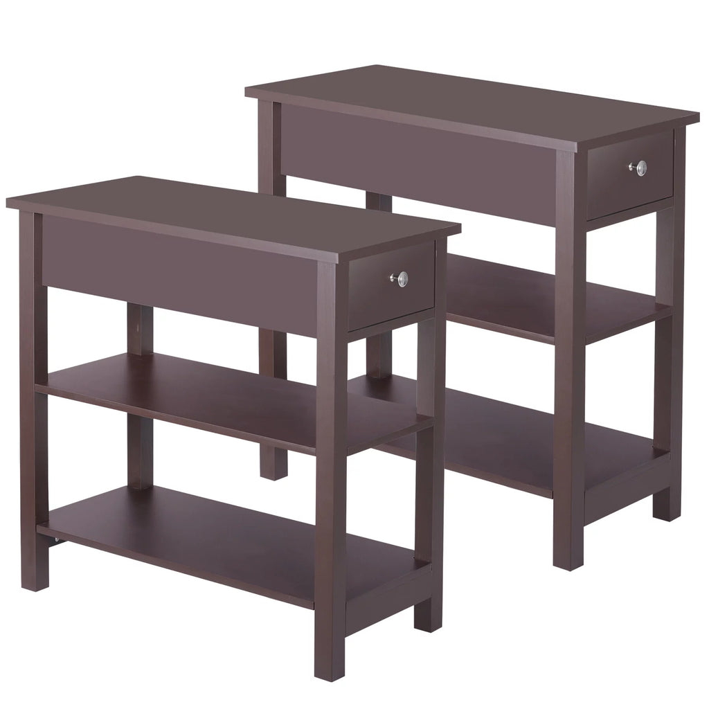 Set of 2 3-Tier Brown Side Table X324345