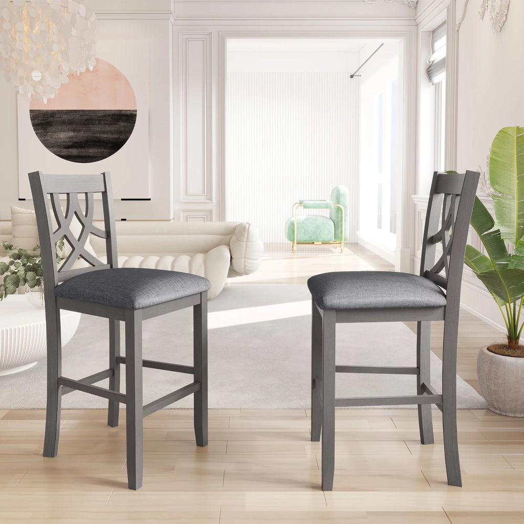 3 Piece Round Counter Height Dining Table Set with Drop Leaf and 2 Chairs G153