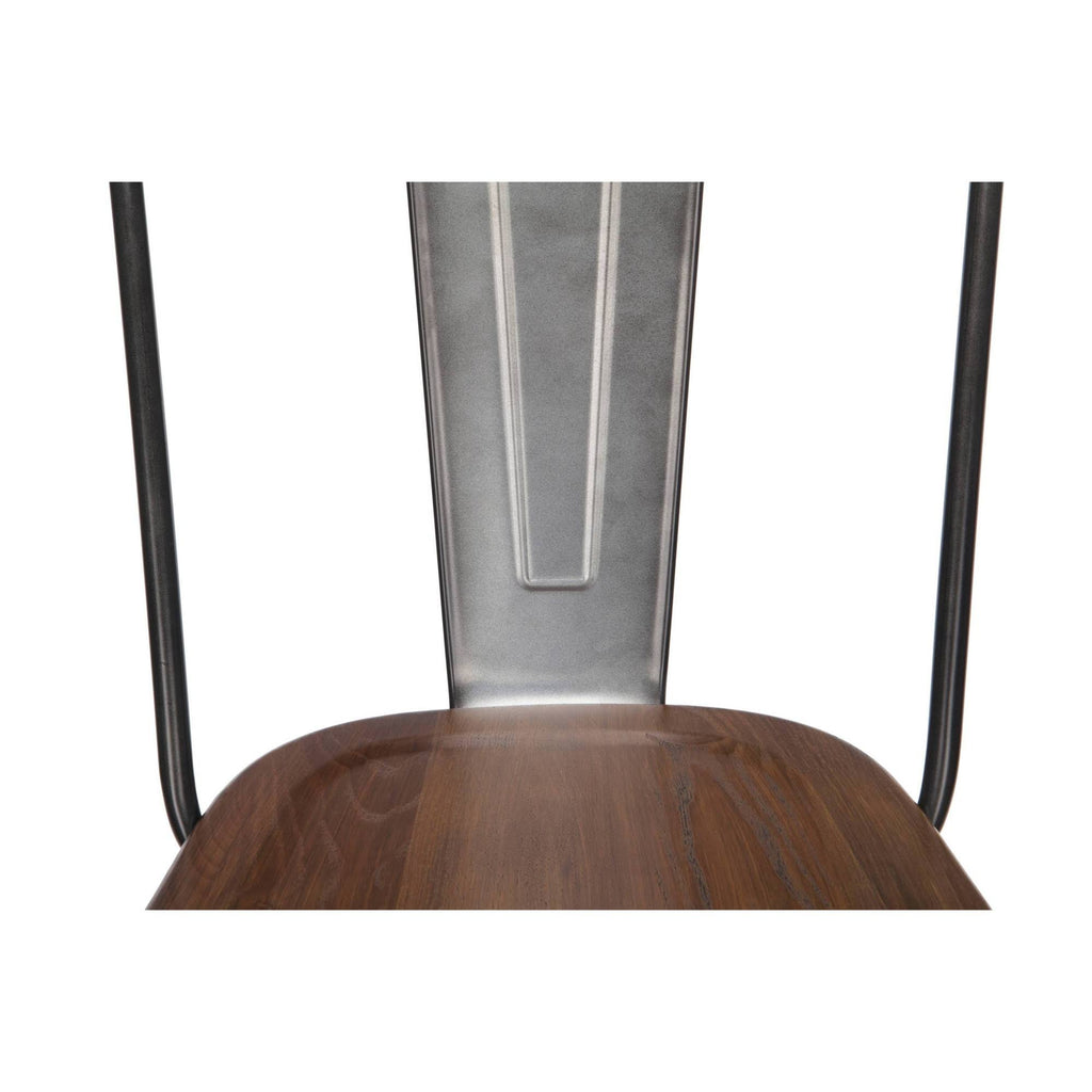 Industrial Modern 4 Pack 26x22 High Back Metal Bar Stools with Solid Ash Wood Seats H1420