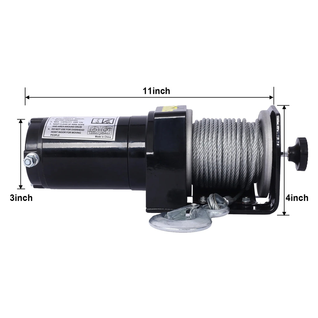 2000lb 12V Electric Winch with Steel Cable E36021