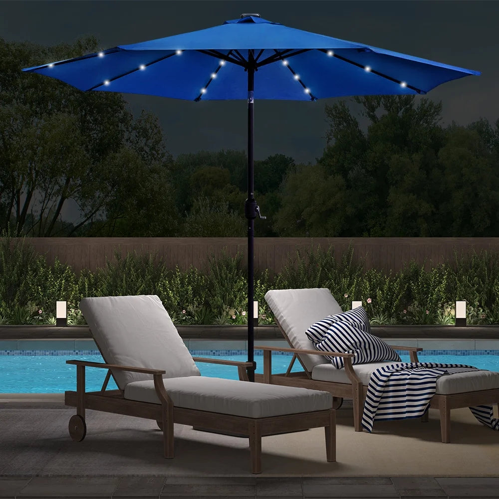 9ft Solar LED Lighted Patio Umbrella with Crank and Tilt M199848