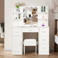 White Makeup Vanity Set with Mirror and Lights W201