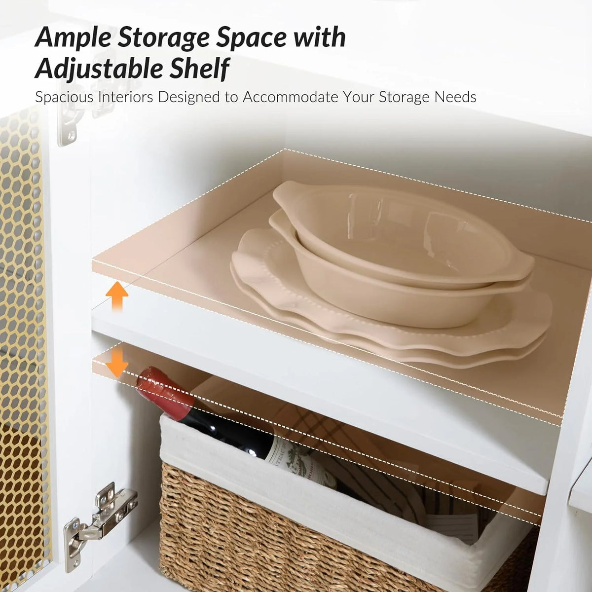 White Storage Cabinet with 2 Shelves and 3 Doors T205