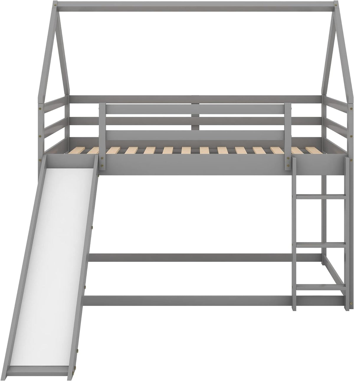 Grey Wood Bunk Bed with Slide and Ladder D358526