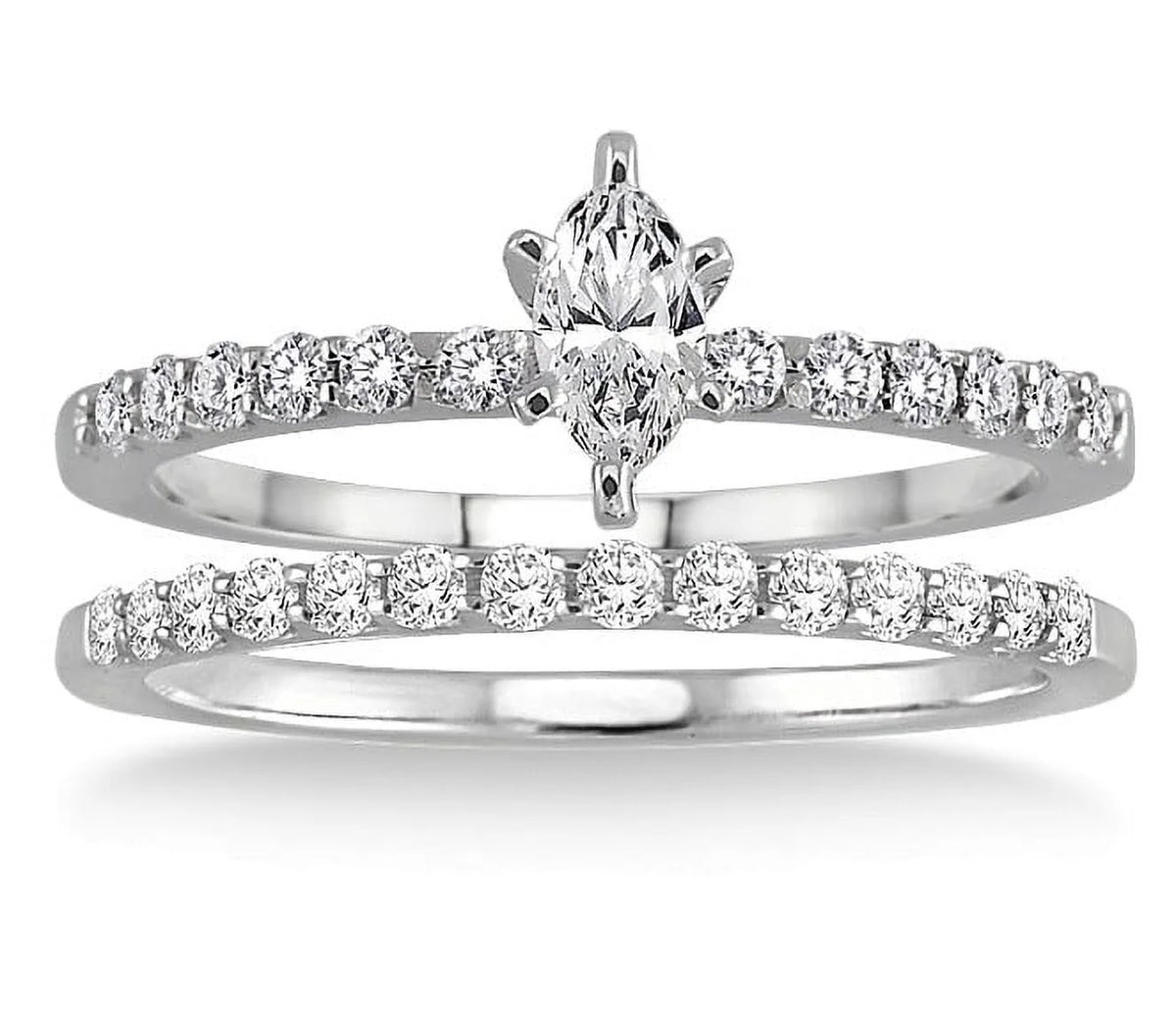 0.50 Carat Bridal Set with Marquise Cut Diamond in 10k White Gold W276404