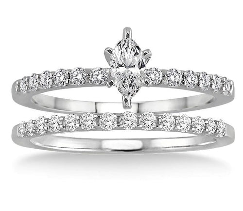 0.50 Carat Bridal Set with Marquise Cut Diamond in 10k White Gold W276404