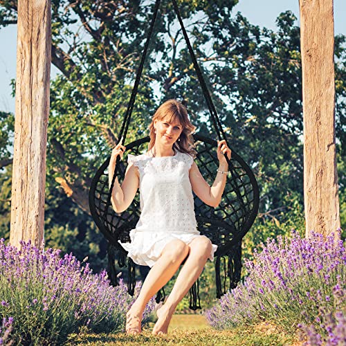 Black Macrame Hanging Swing Chair Set of 2 Q48080