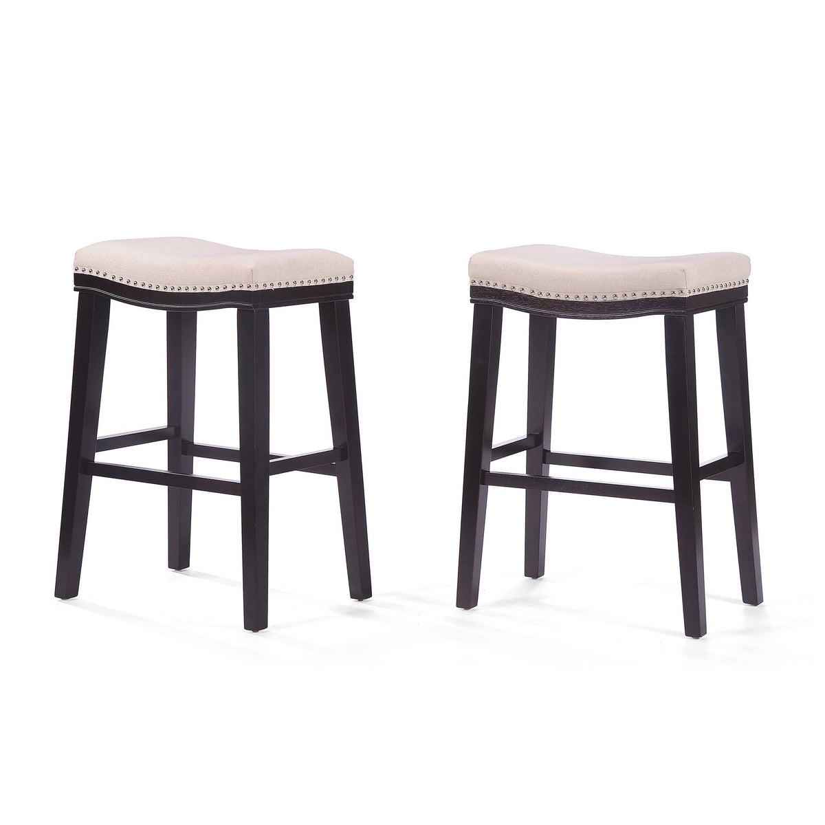 Beige Saddle Shaped Studded Rim Stool (Set of 2) K777853