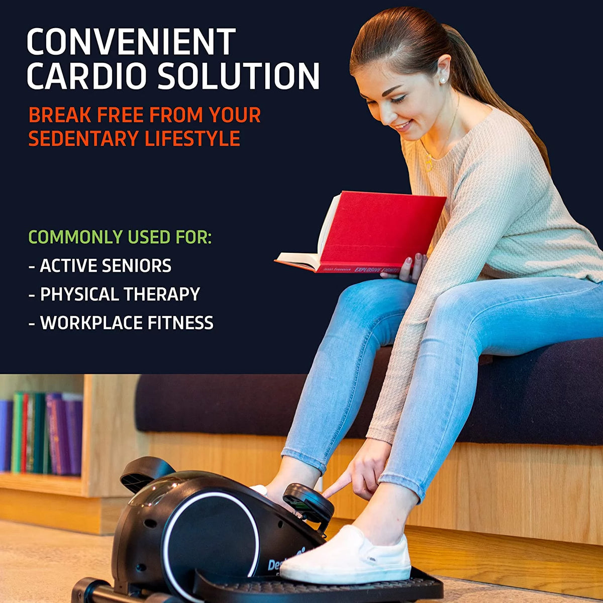 Black Compact Under Desk Elliptical Machine X82893