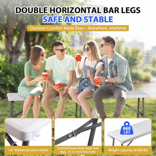White 6ft Plastic Folding Bench H7373