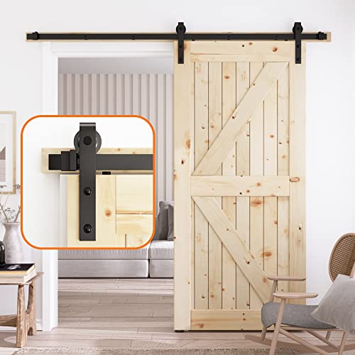 6FT Sliding Barn Door Hardware Kit Black S8358
