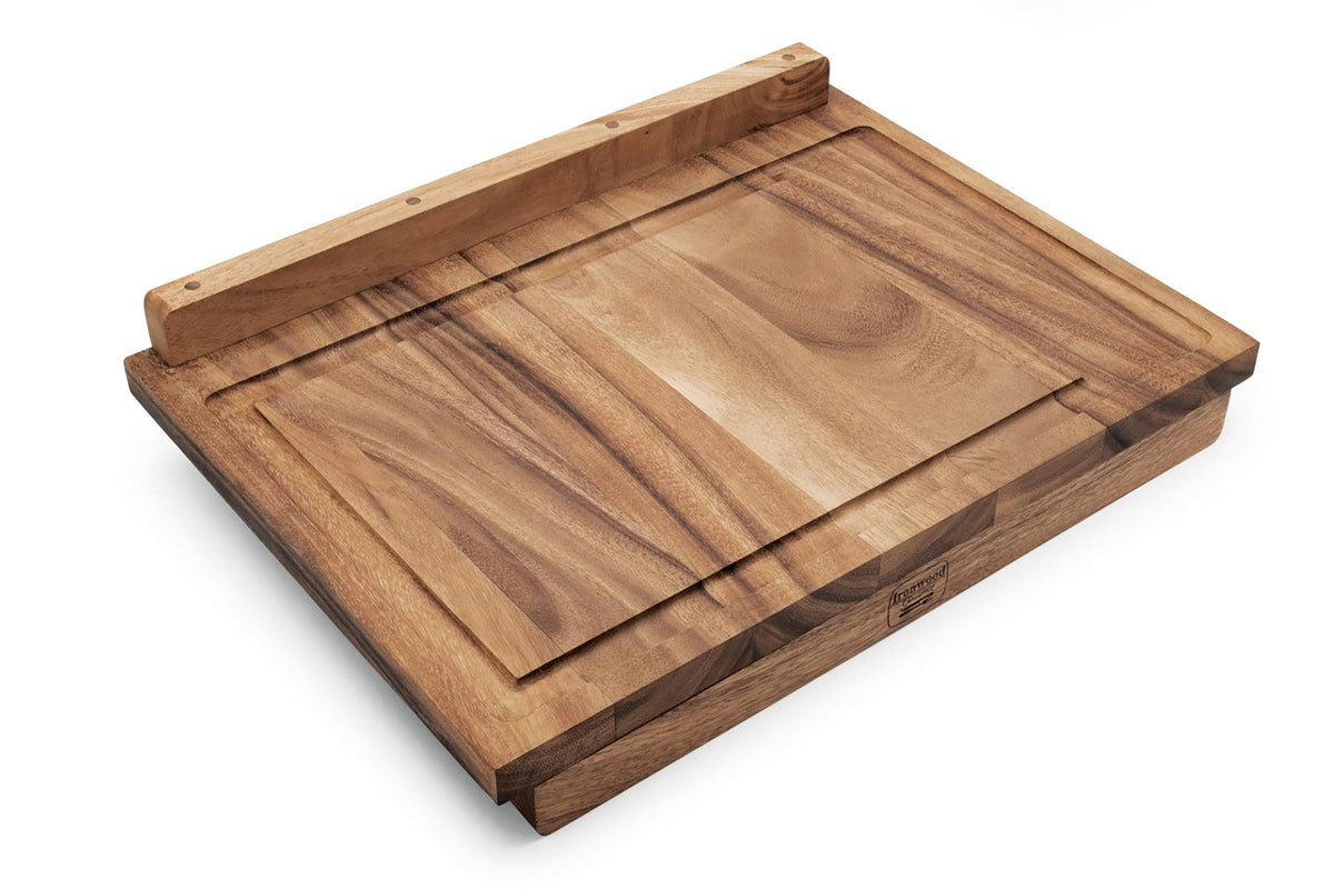 Acacia Wood Double-Sided Cutting Board with Gravy Groove N502