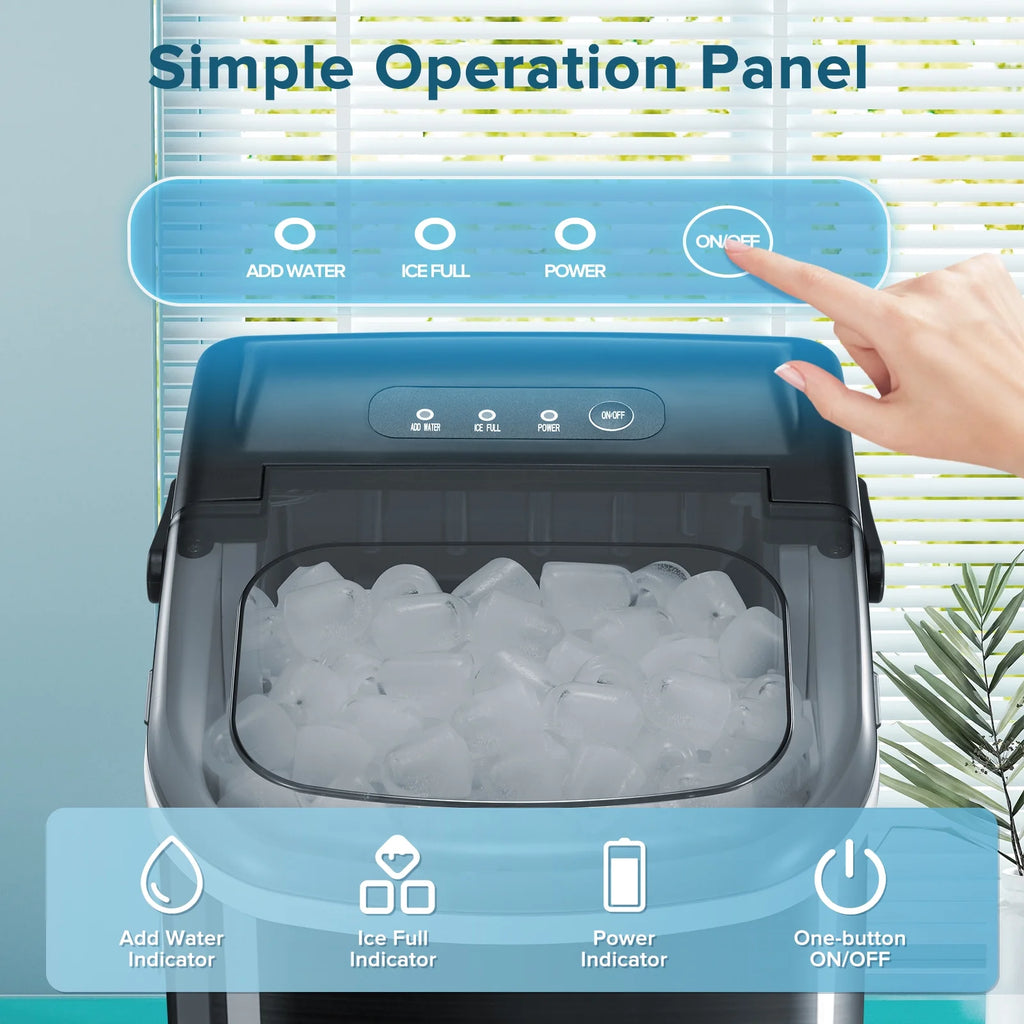 Portable Countertop Ice Maker 26lbs/24H Stainless Steel Black N457042