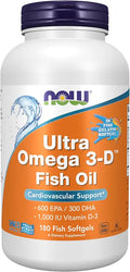 Omega-3 Fish Oil + Vitamin D-3 180 Softgels L7997
