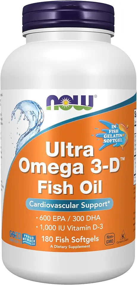 Omega-3 Fish Oil + Vitamin D-3 180 Softgels L7997