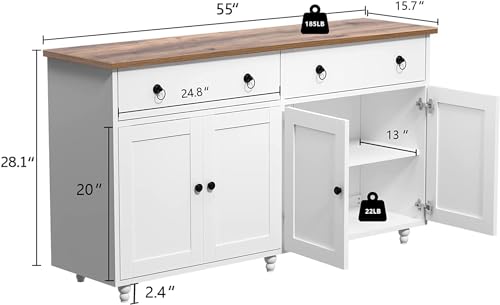 Black Buffet Cabinet with 2 Drawers and 4 Doors M214