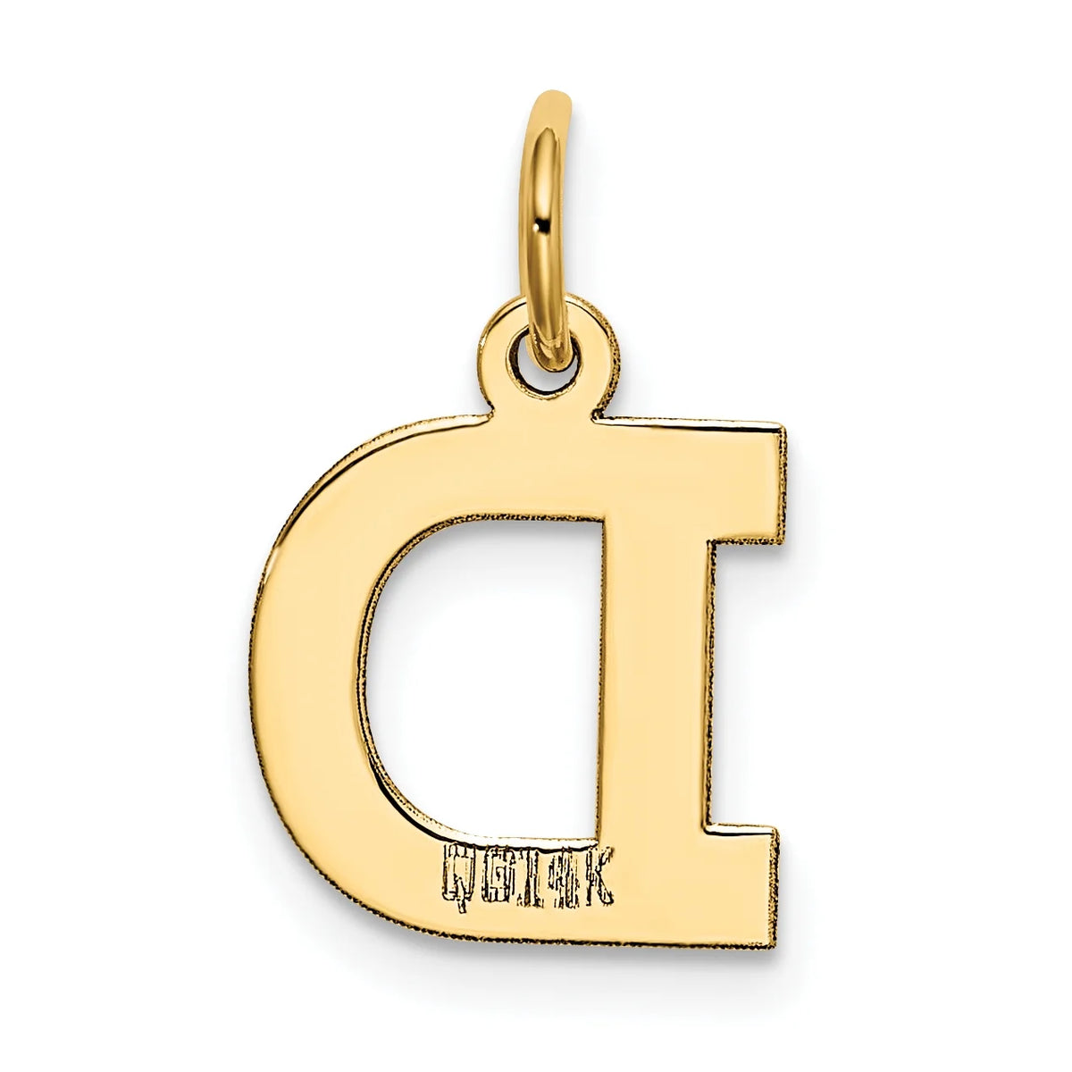 14K Yellow Gold Block Letter D Initial Pendant Charm with Rope Chain Necklace 16'' Q13161