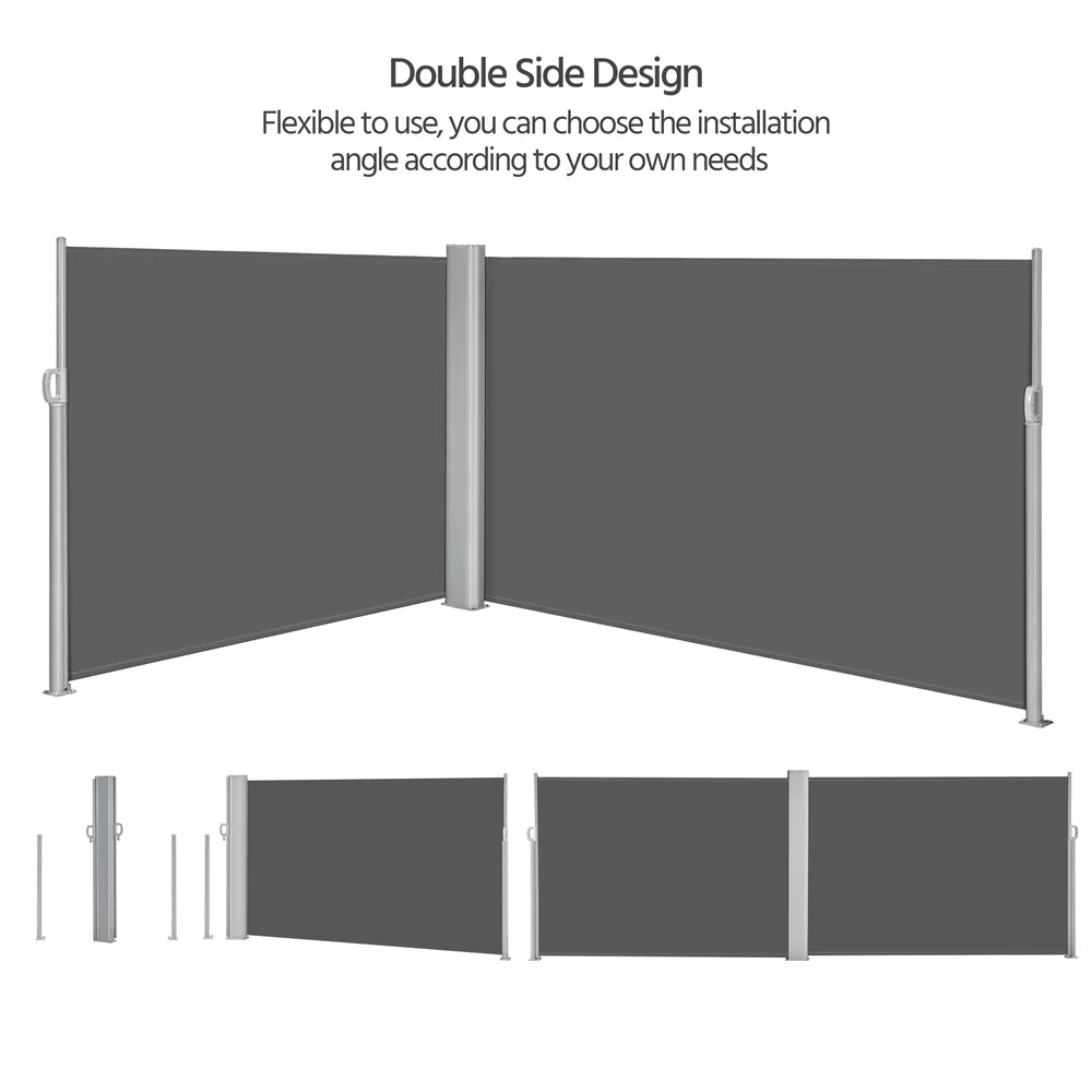 Dark Gray Retractable Screen Awning for Patio Garden D30237