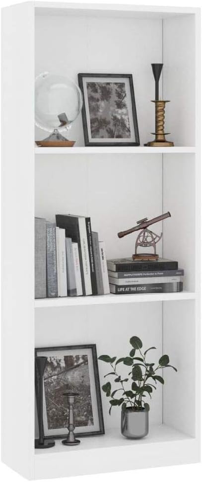 3-Tier White Chipboard Bookcase S101