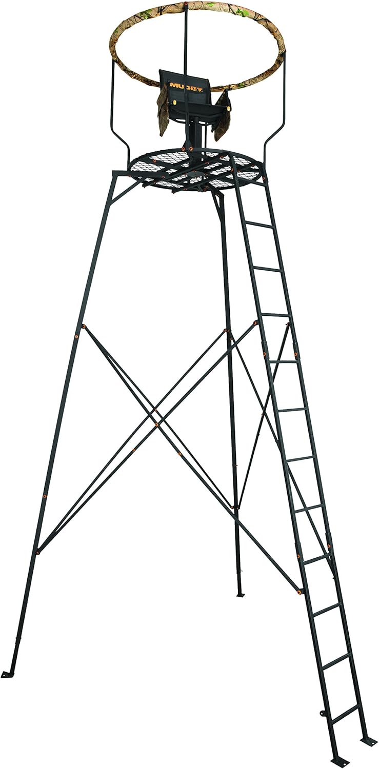 16 Foot Single Seater Foldable Outdoor Hunting Tripod Stand with 2 Detachable Gear Bags H867717