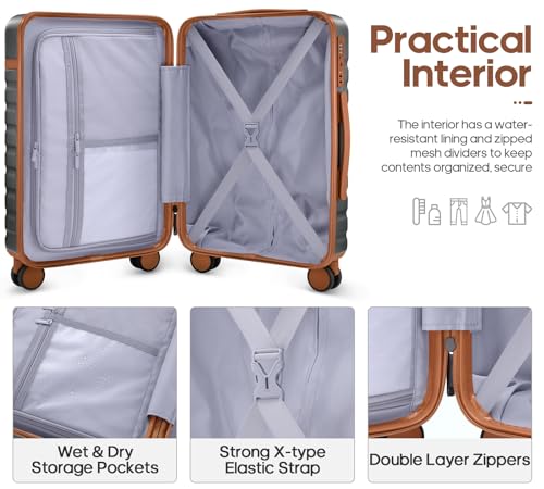 3 Piece PC Hardside Carry On Luggage Set with Spinner Wheels and TSA Lock X5449