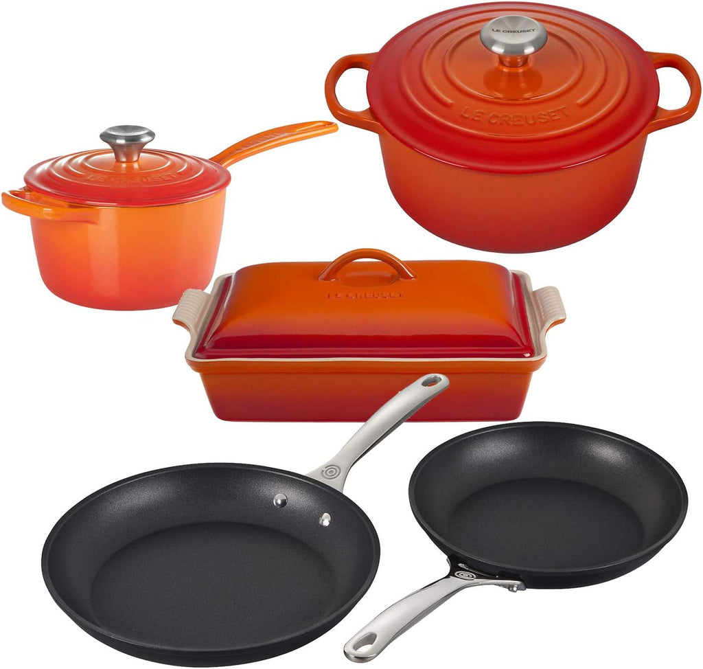 Enameled Cast Iron and Nonstick 8 Piece Cookware Set C3868
