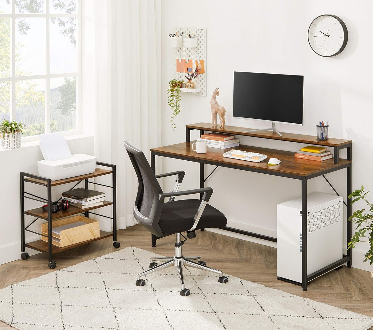 Computer Desk with Monitor Stand and Storage Shelves R919116