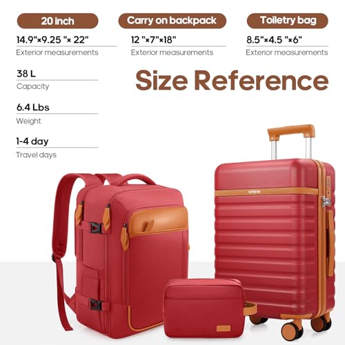 3 Piece PC Hardside Carry On Luggage Set with Spinner Wheels and TSA Lock X5449
