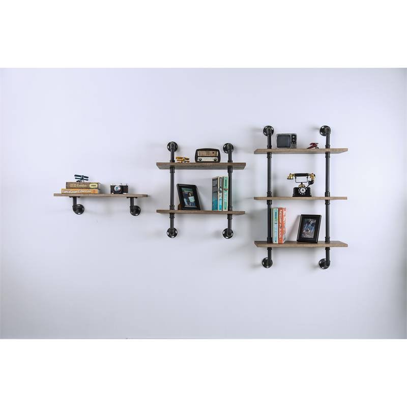 Natural Wood 1-Tier Wall Display Shelf G39580