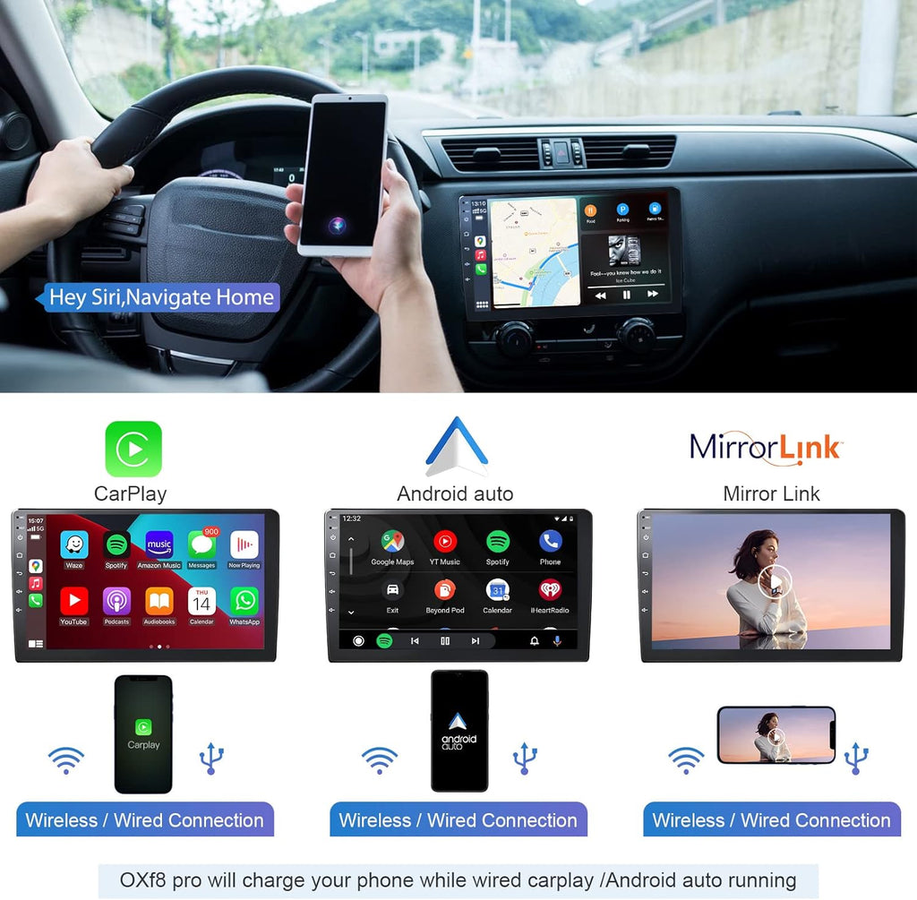 10.1 IPS Touchscreen Car Stereo with Wireless CarPlay Android Auto Bluetooth 5.0 Backup Camera C6310