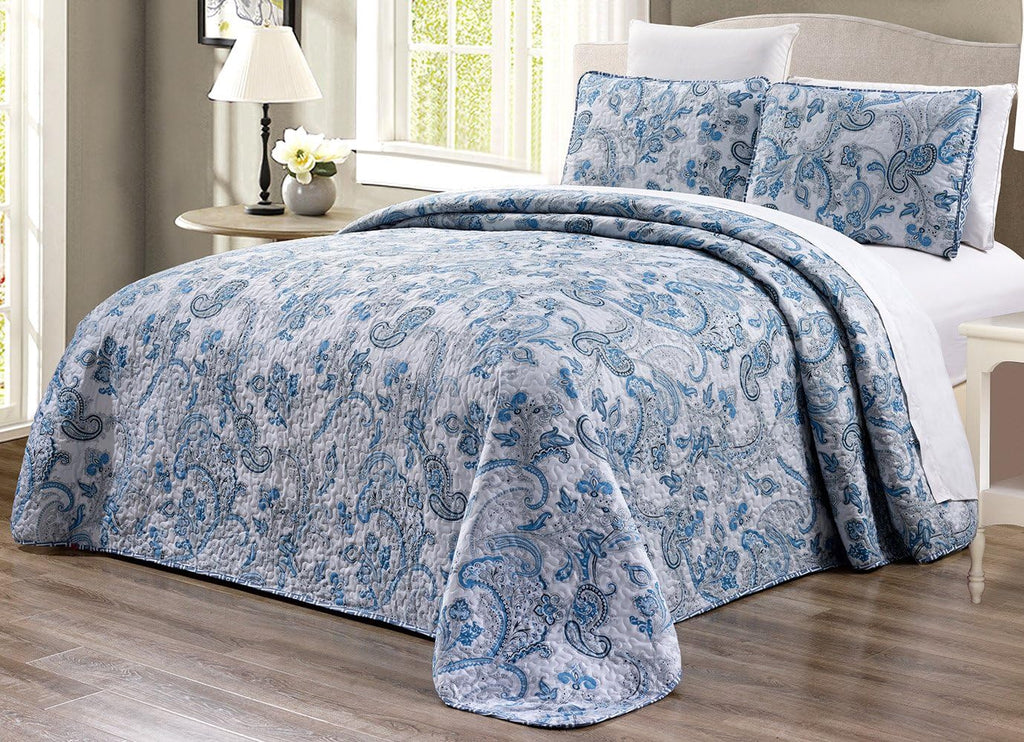 3-Piece Oversize Quilt Set Reversible Bedspread Coverlet Cal King Size N96909