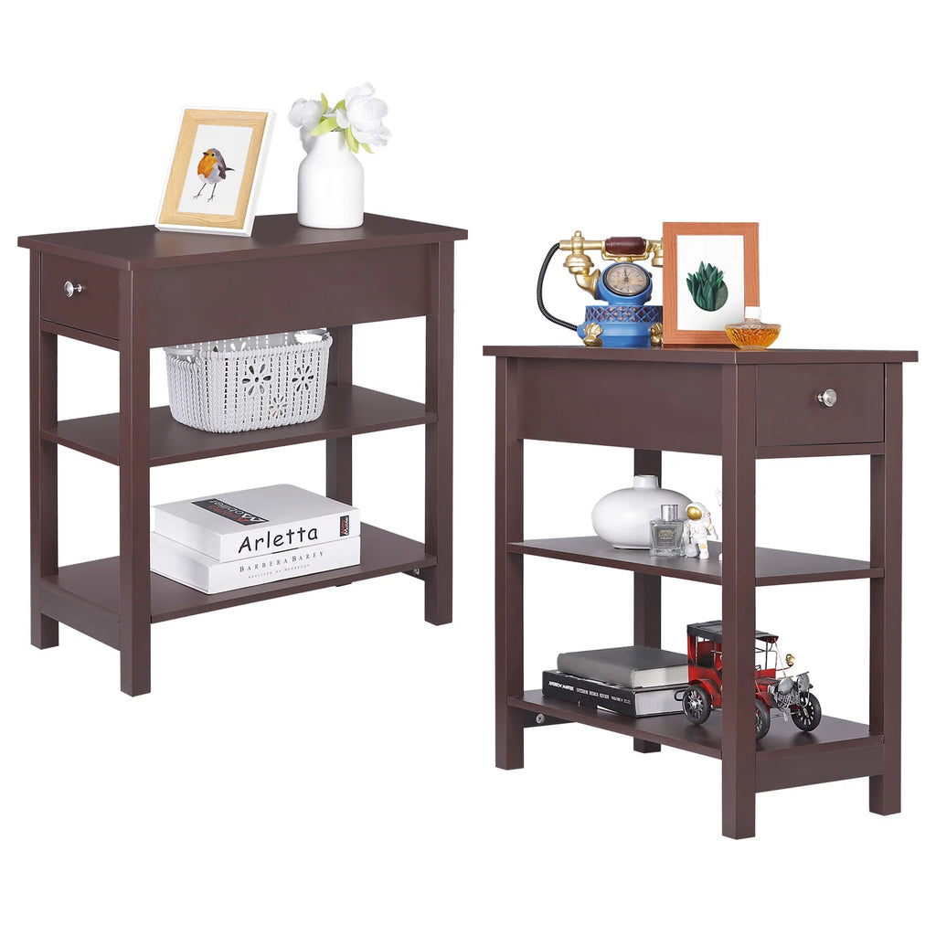 Set of 2 3-Tier Brown Side Table X324345