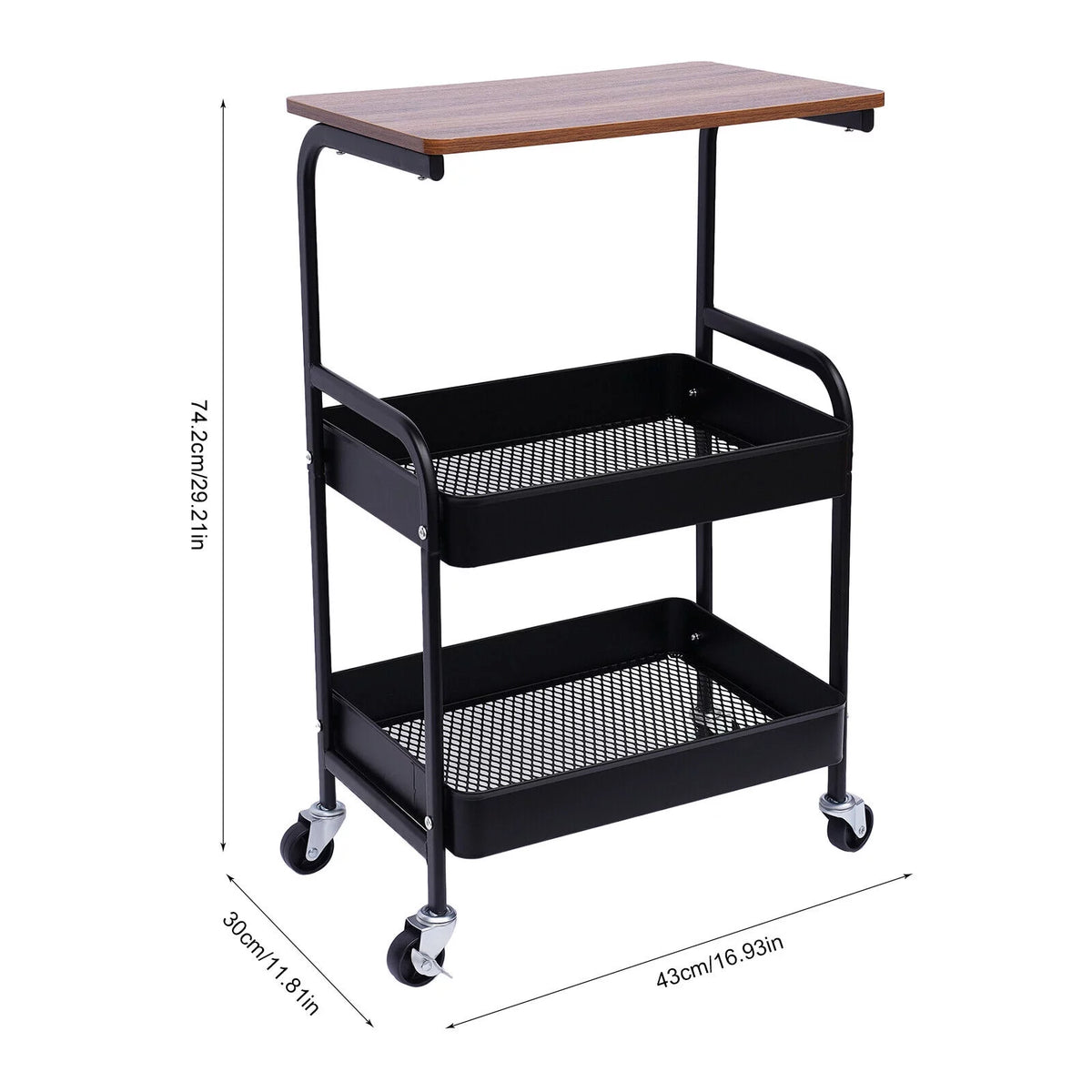 3 Tier Rolling Printer Cart with Wheels Black V138882