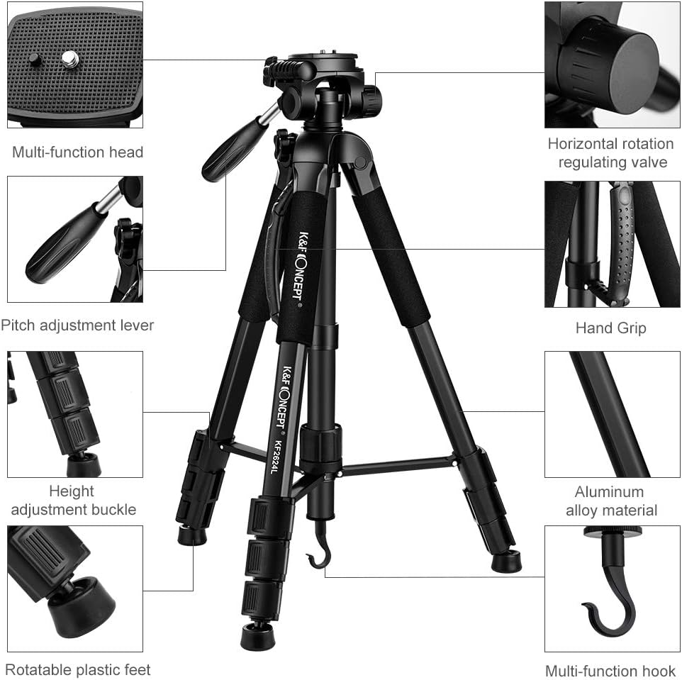 70cm Portable Aluminum Tripod with 3-Way Pan Tilt Head G735