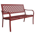 52" Farmhouse Outdoor Bench with Rust Free Metal Frame and Aluminum Backrest Q372