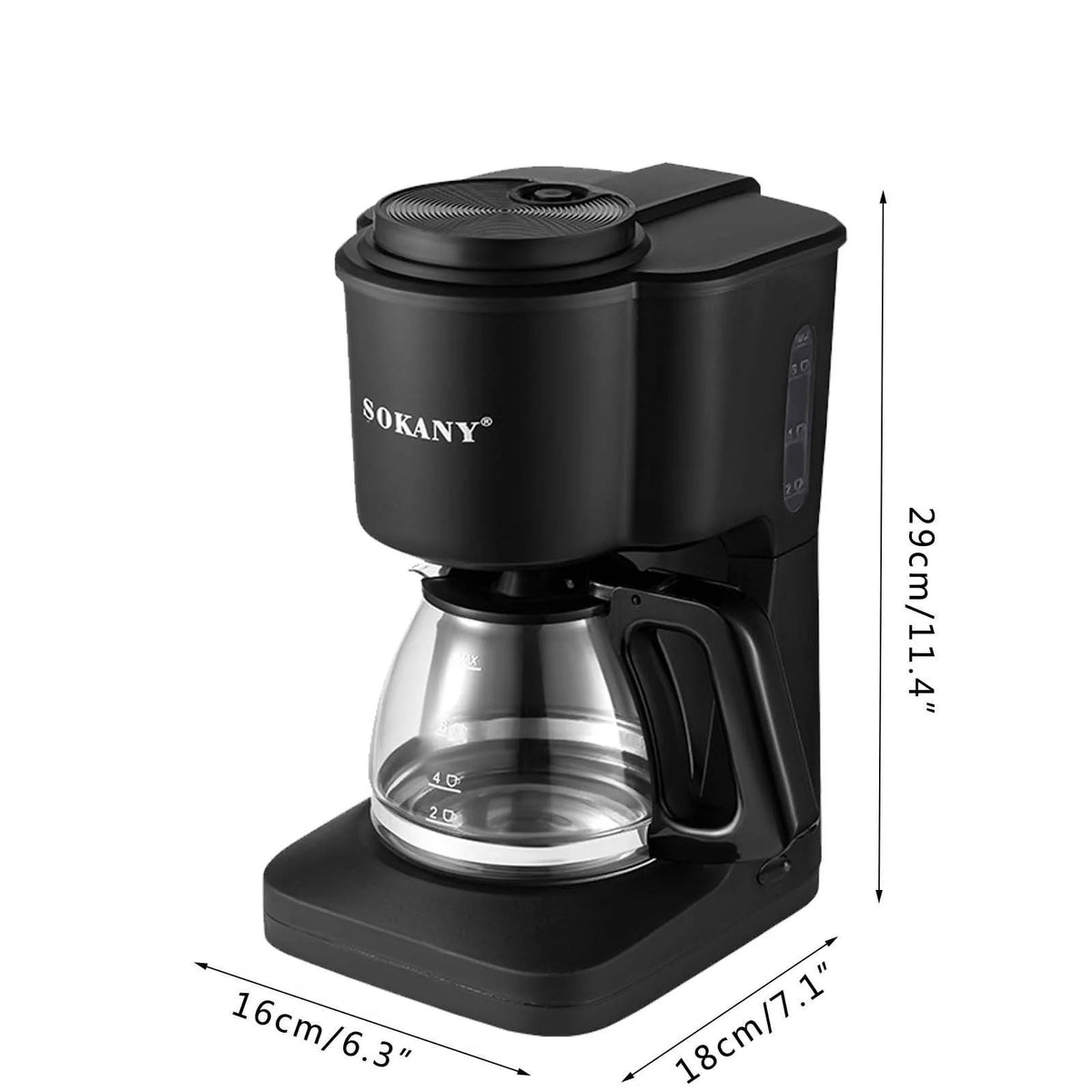 Compact Coffee Maker with Reusable Filter and Coffee Pot N857