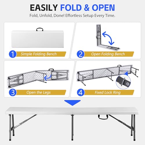 White 6ft Plastic Folding Bench H7373