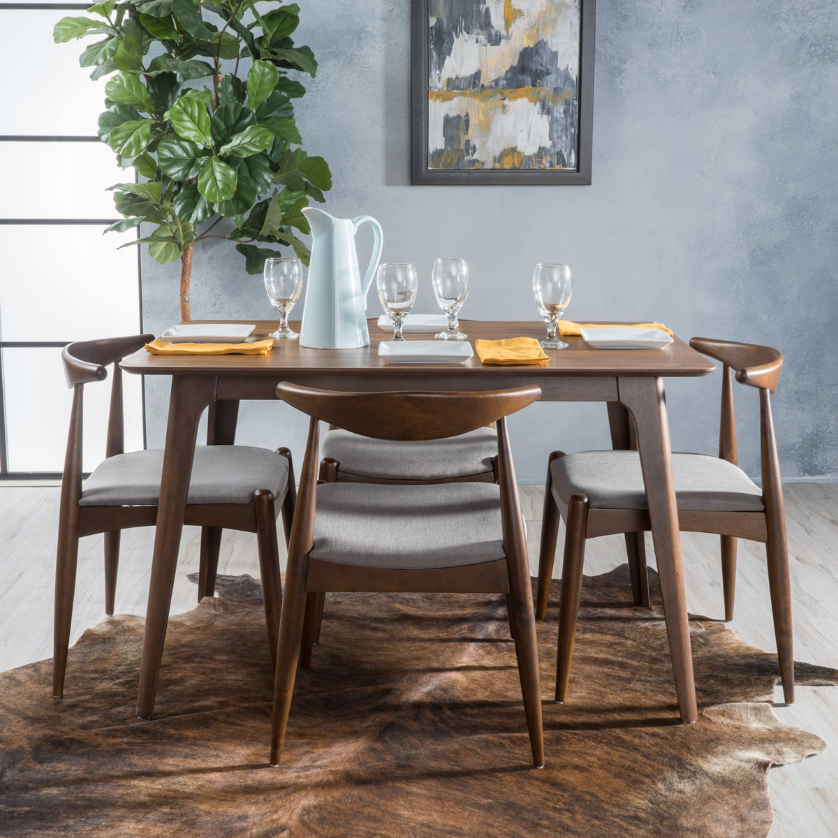 5 Piece Walnut Finish Dining Set M512098