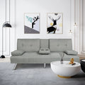 Light Grey Fabric Futon Sofa Bed A987