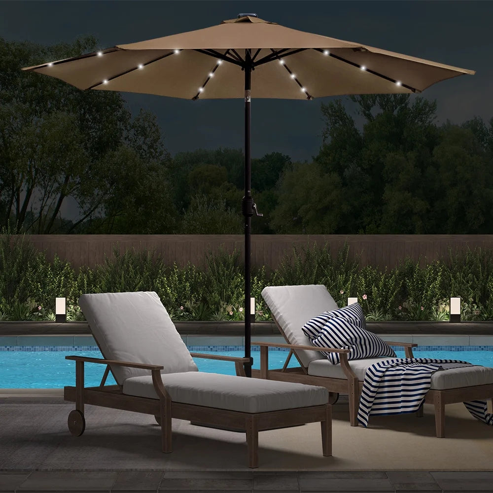 9ft Solar LED Lighted Patio Umbrella with Crank and Tilt M199848