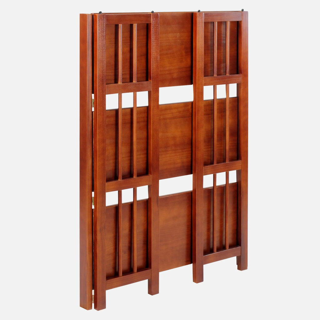 3-Shelf Folding Stackable Bookcase, Mahogany F405