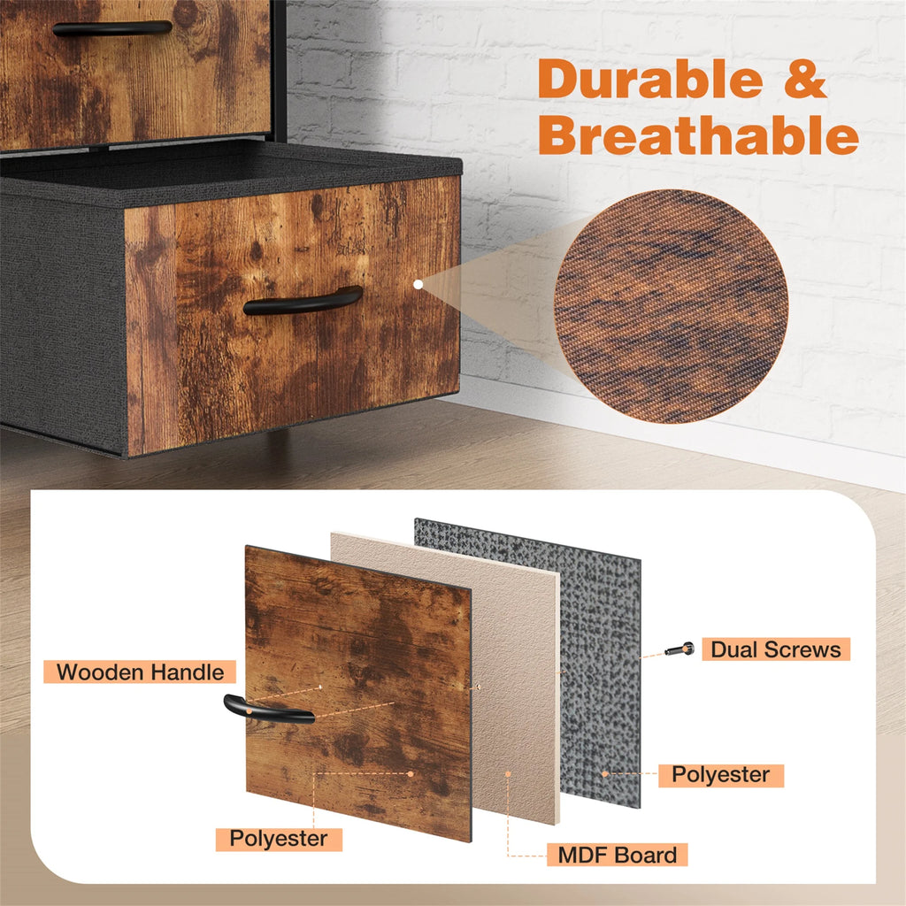 Brown 8 Fabric Drawer Dresser TV Stand X133