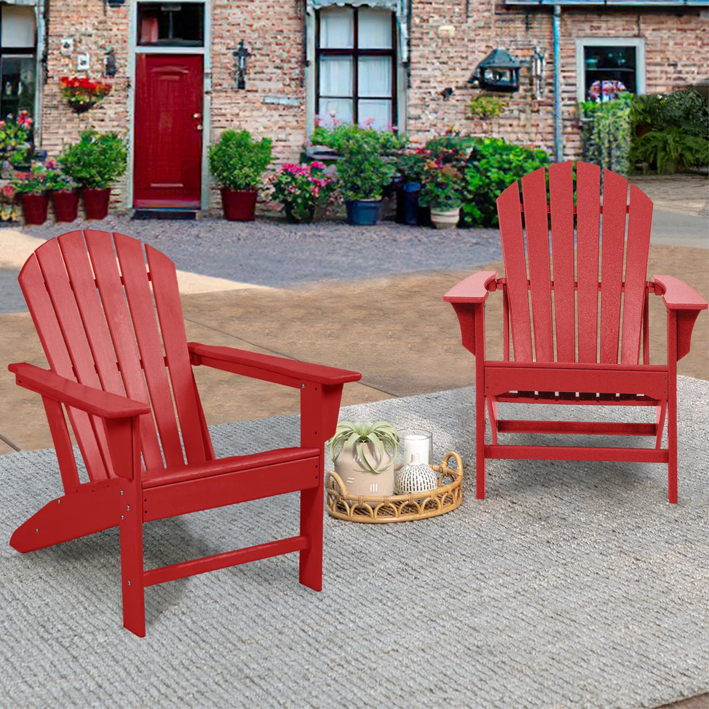 Adirondack Chair Weather Resistant Plastic Resin Red W9433