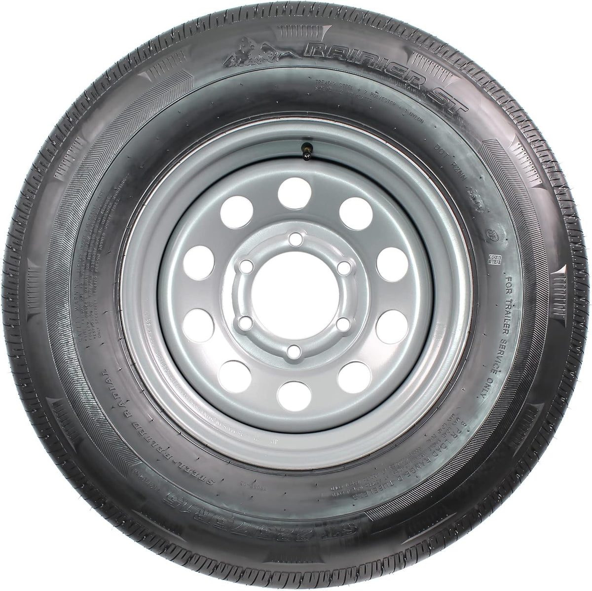 Radial Trailer Tire On Rim ST225/75R15 225/75-15 15 D 6 Lug Wheel Silver Modular L51690