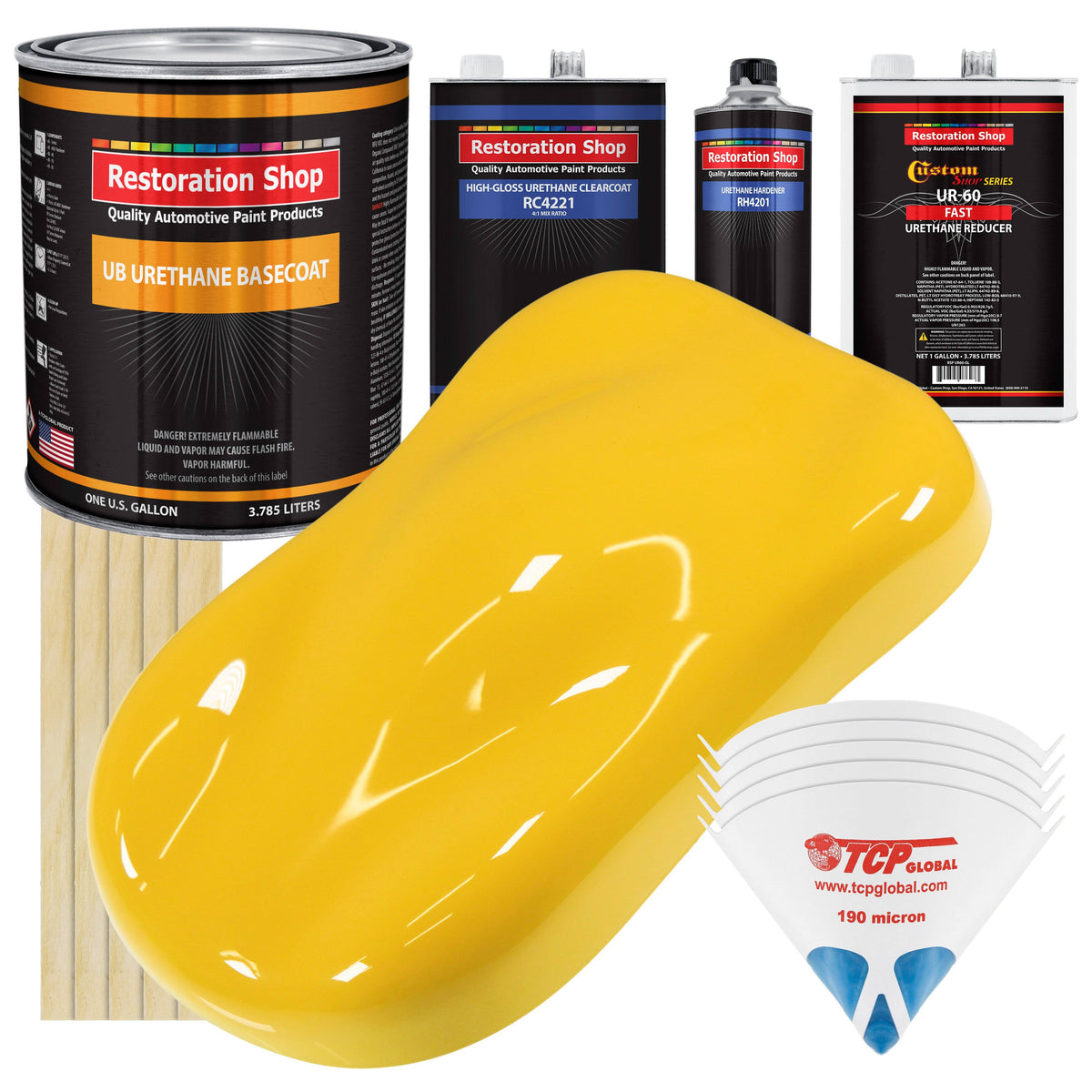 Sunshine Yellow Gallon Urethane Basecoat Clearcoat Car Auto Paint Kit V92733