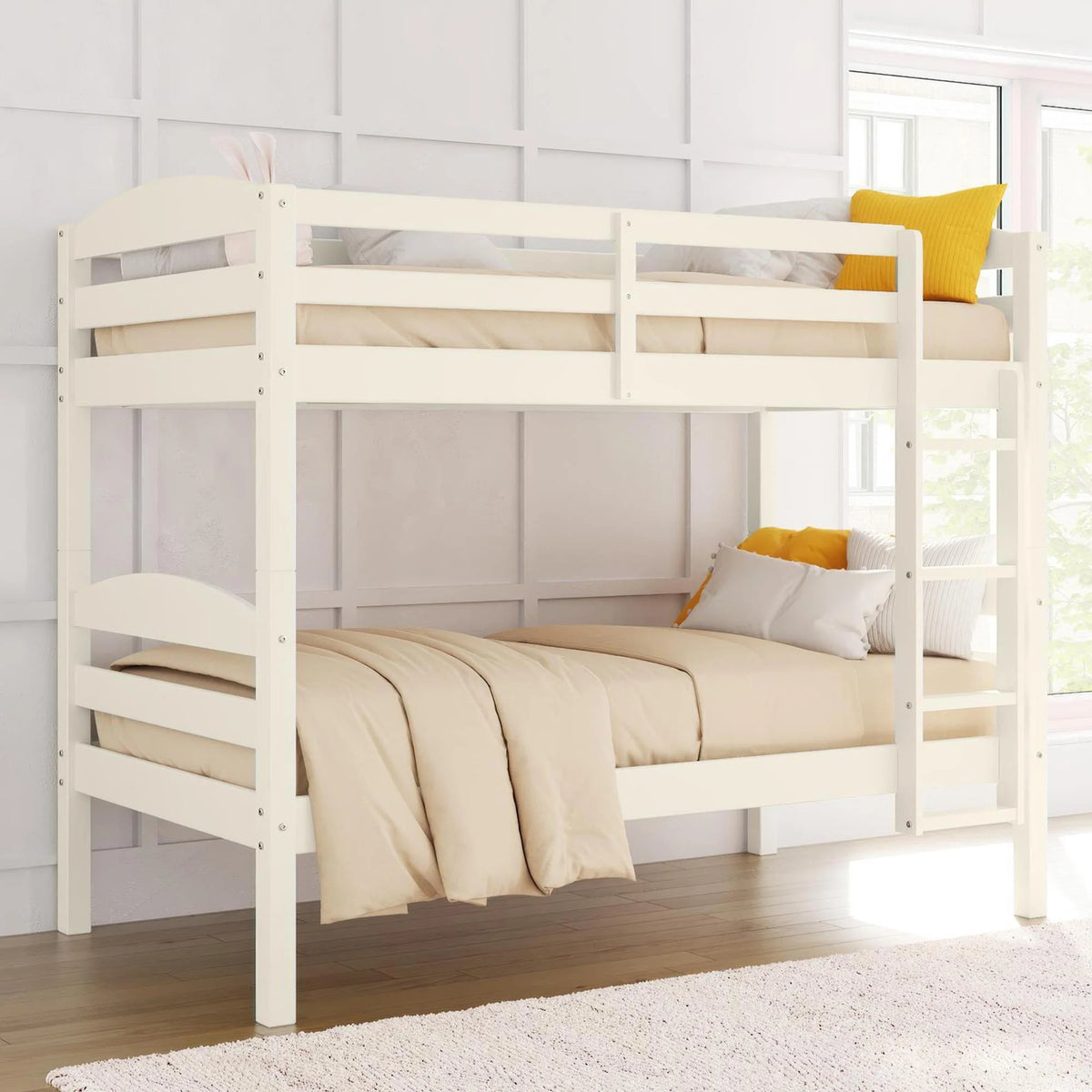 Solid Wood Twin-over-Twin Convertible Bunk Bed J8671