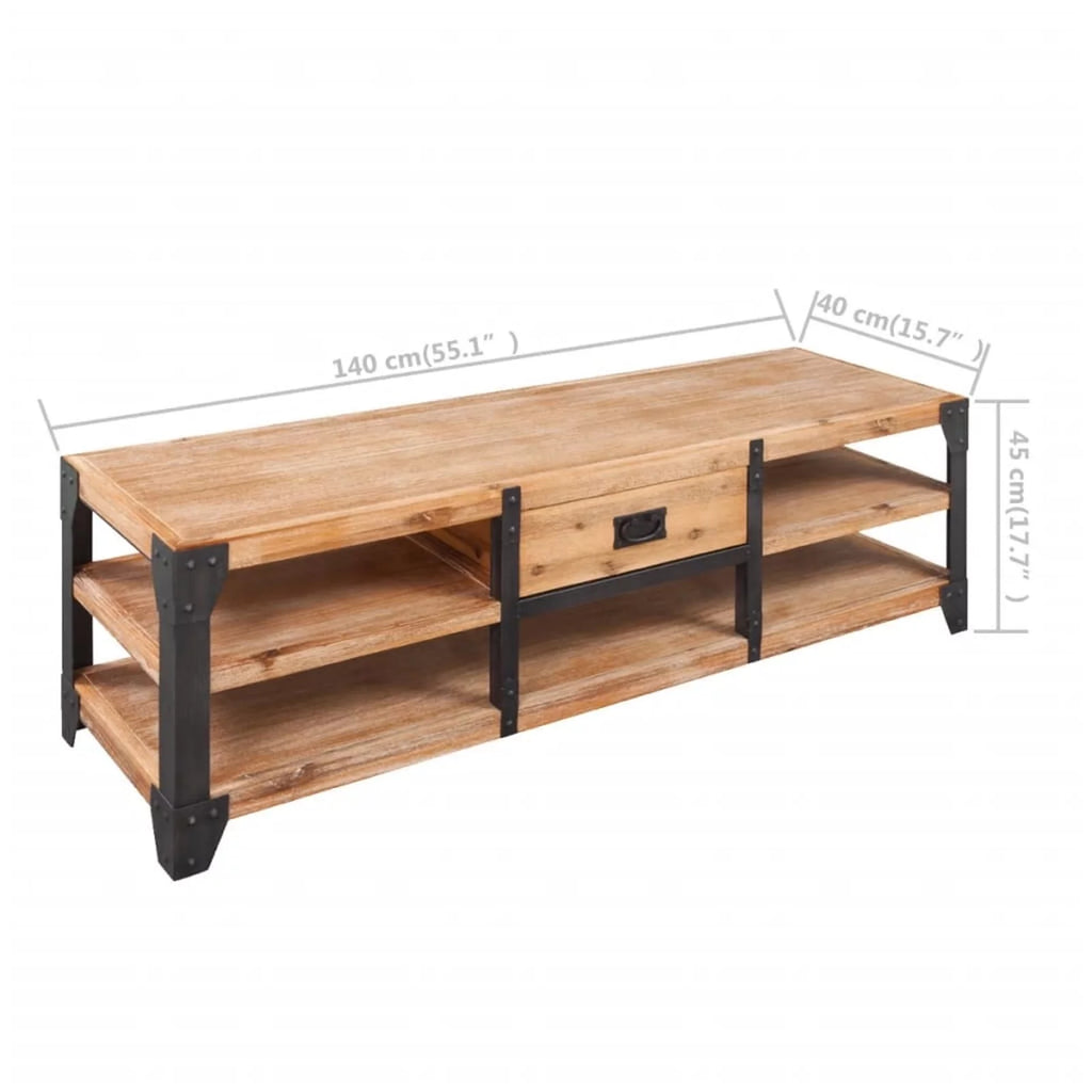 Reclaimed Wood TV Cabinet with Storage Shelves B271355