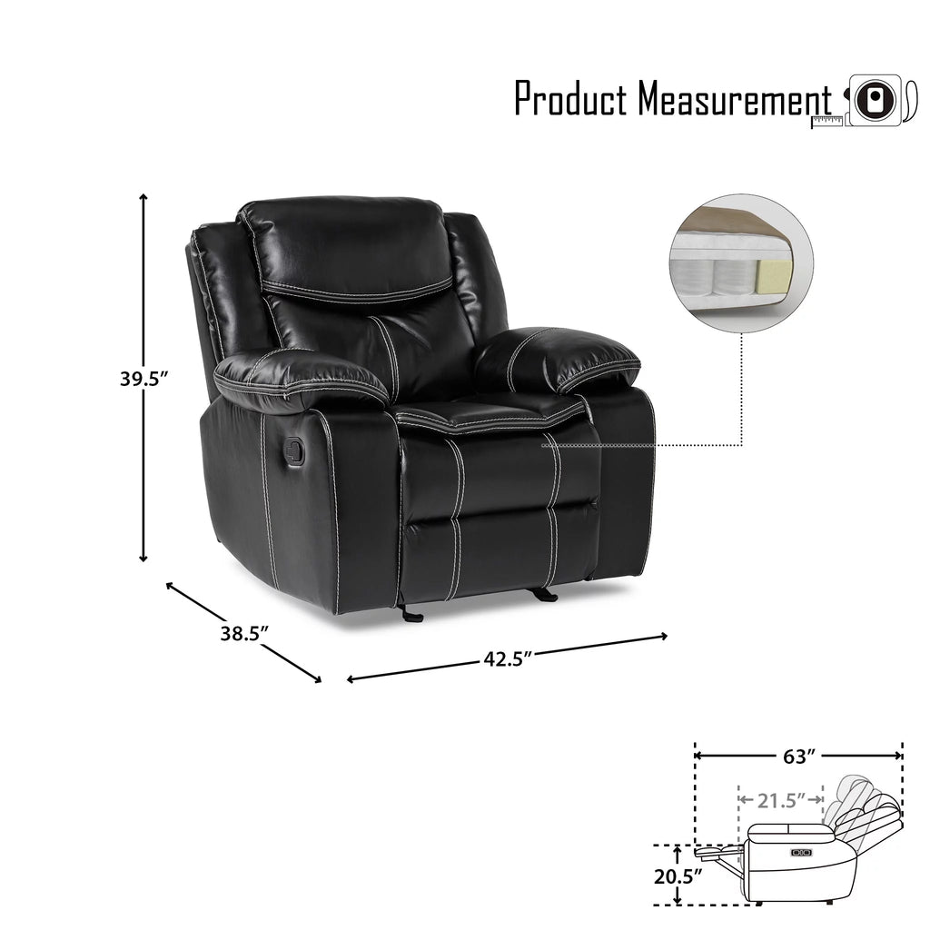 Black Faux Leather Upholstered Reclining Chair J960209