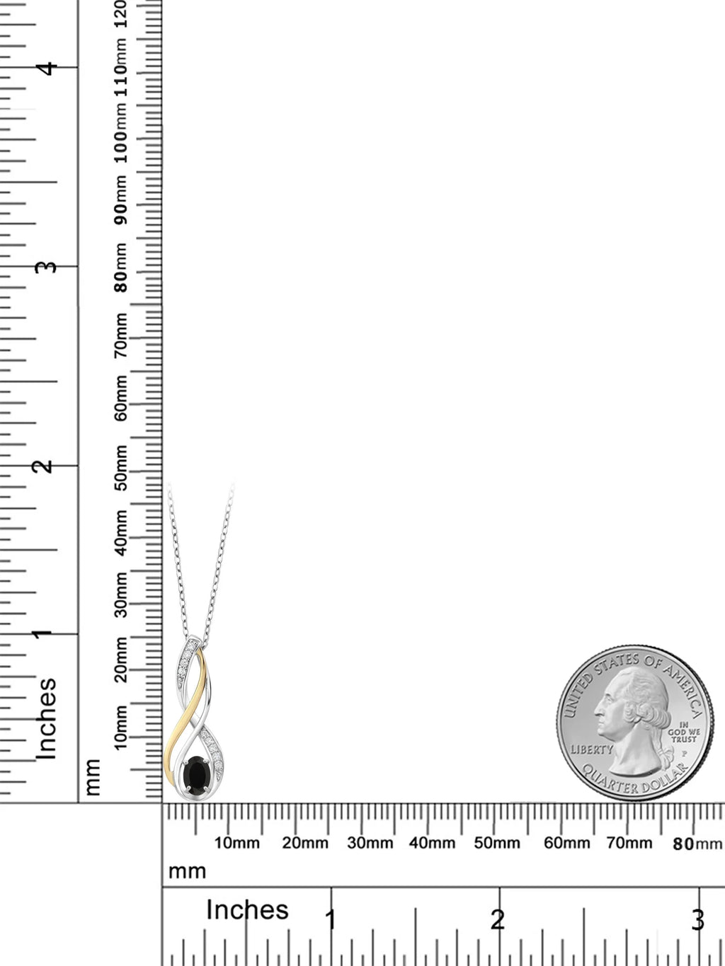 10K Yellow Gold 925 Sterling Silver Black Onyx White Lab Grown Diamond Pendant Necklace M815892