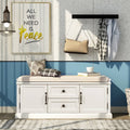 White Storage Bench with 2 Drawers and 2 Cabinets J3556
